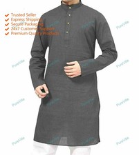 Vêtements Traditionnels Hommes Kurta En Coton Robe Ethnique Indienne Kurta Uni