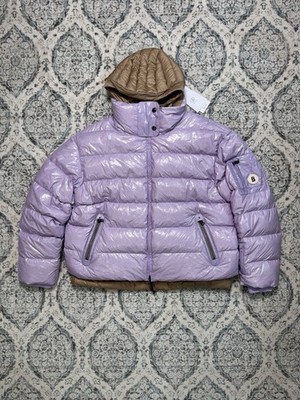 Bogner Fire + Ice Lizzy-D Down Jacket Womens Size L 12 Tan Pink Hood Ripstop Ski