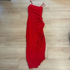 Reformation Mignon Red Sleeveless Ruched Slit Viscose Blend Dress Size 6
