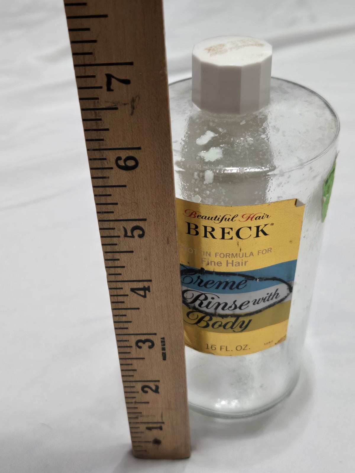 Vtg Breck Creme Rinse 6" Clear Glass Bottle Original Label And Lid 