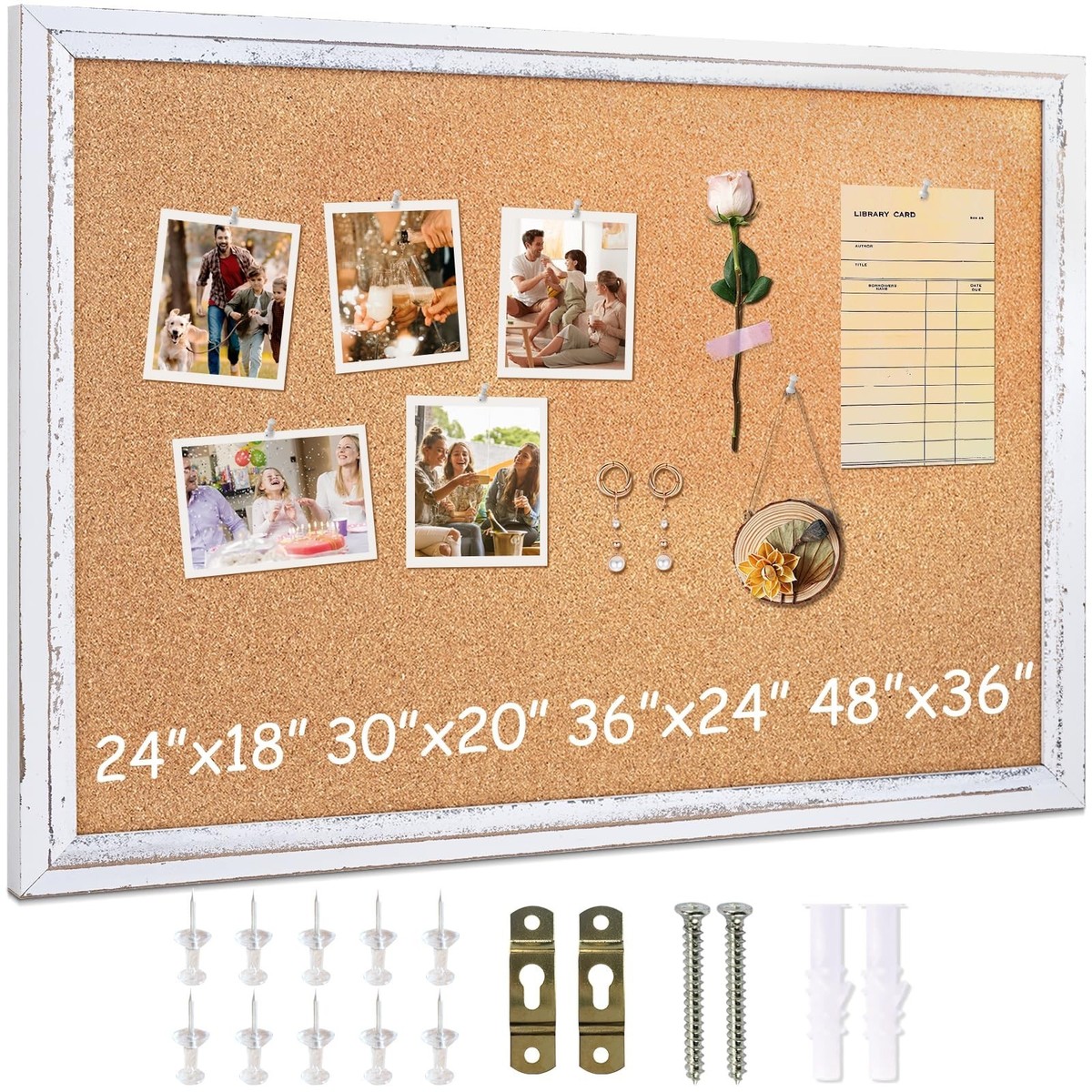 DOLLAR BOSS Kork-Pinnwand 91,4 X 61 Cm – Mit Rustikalem Holzrahmen, Für Büro & Wohnung