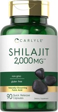 Shilajit 2000 Mg Energy Boost Clarity Focus Immune Physical Endurance, 90 Caps