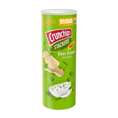 Lorenz Crunchips Stackers Sour Cream knusprige Stapelchips Dose 175g