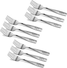 9 Piece Stainless Steel Kids Forks - Kids Cutlery, Toddler Safe Flatware, Silver