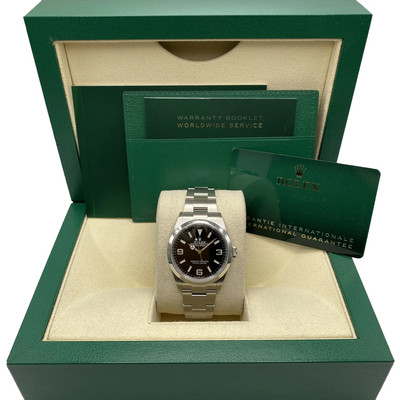 Rolex Explorer 36mm 124270 Stahl Schwarz Zifferblatt Automatische Uhr Ungetragen