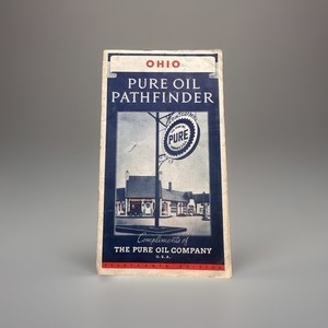 Pure Oil Pathfinder Ohio Road Map 14th Ed. c.1940-41 Mileage Table VG