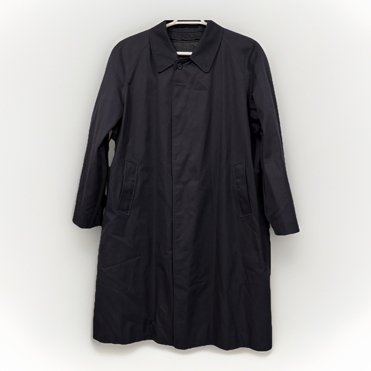 Burberry Mens Trench Coat 46R Navy Blue with Nova Check Wool