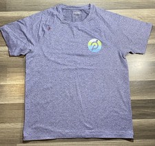 Rhone x Peloton Shirt Womens Large Gray/Blue Tee Gym Active Stretch Workout Logo
