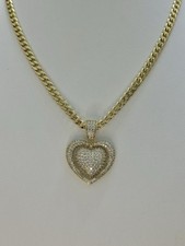 Cadena Cubana 45cm con Dije Corazón Laminado en 14k Alta Calidad