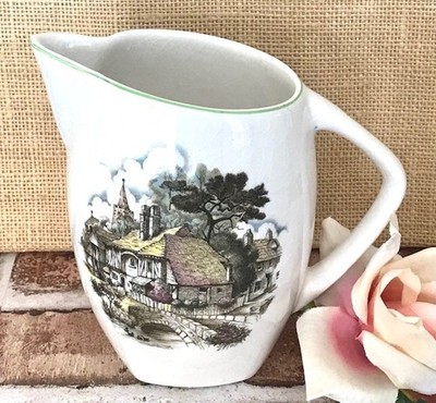 VINTAGE STAFFORDSHIRE ENGLAND LORD NELSON WARE PITCHER COUNTRY VILLAGE SCENE JUG
