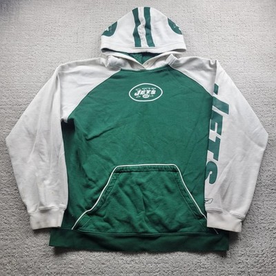 New York Jets Hoodie Mens Large Green White NFL Football Reebok