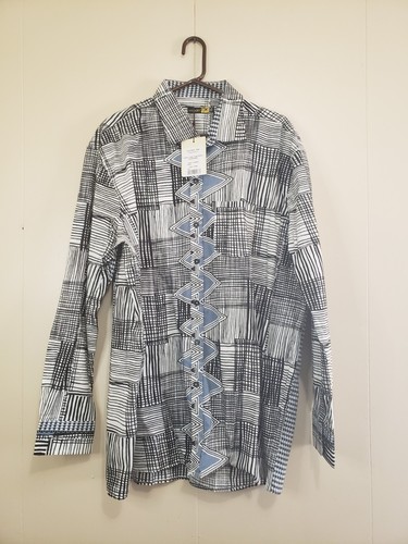 Woodin Herren 3XL Hemd Funky Print Knopfleiste Loungewear Resort 100 % Baumwolle Neu mit Etikett