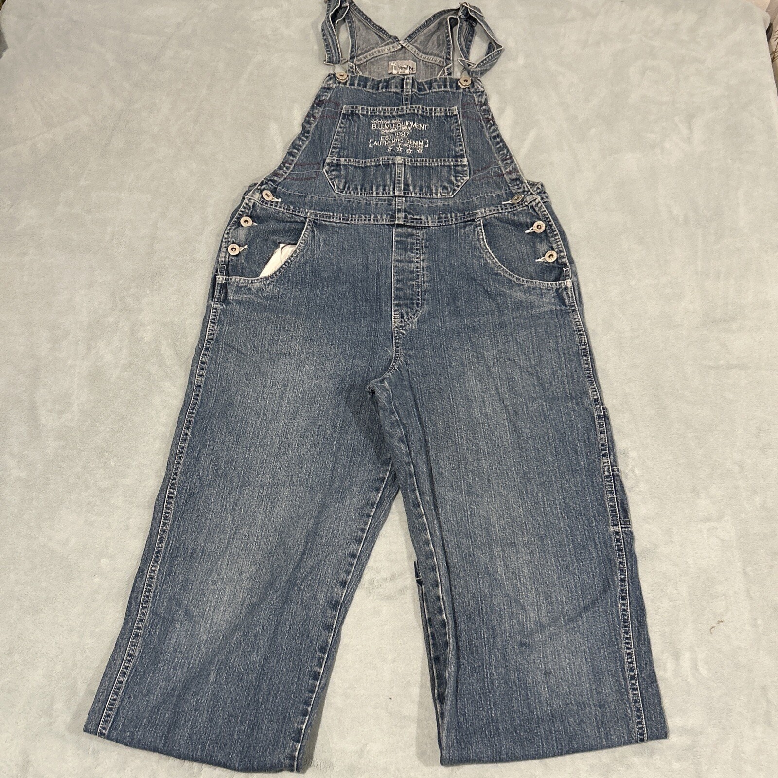 Y2k 2000s Beyond Baggy Denim Overalls Mens Medium 36x29 Vtg BUM B.U.M Equipment