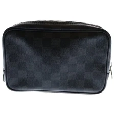 Louis Vuitton True Stoire PM Damier Graphite Canvas Leather Pouch Black Used 9d5