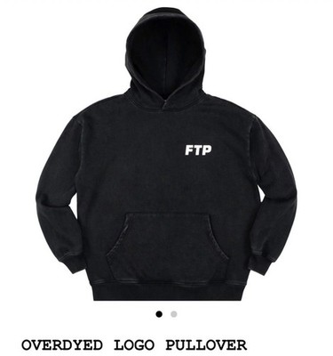 FTP Overdyed Logo Pullover Hoodie BLACK Size L Large SS26 - IN HAND