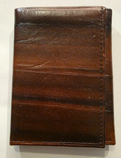 Vintage Mens ROLFS Cowhide Leather Bifold Wallet Marbled Brown