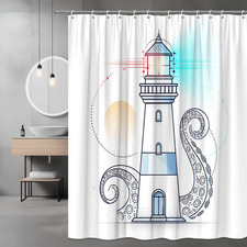 Lighthouse Tentacle Shower Curtain Ocean Nautical Graphic