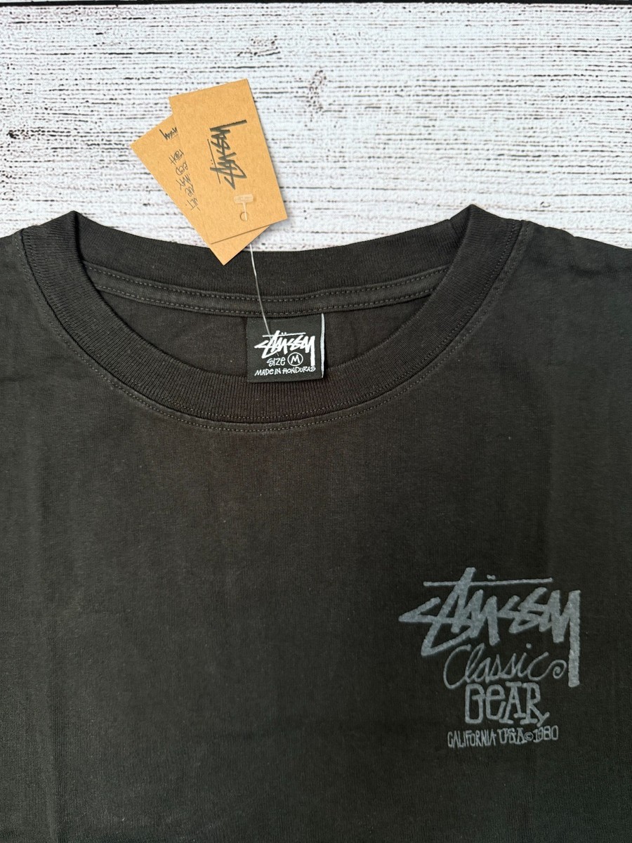 NEW Stussy Classic Gear Pigment Dyed Tee Black Size S,M,L