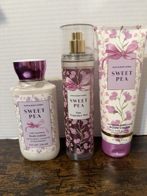 Bath & Body Works Sweet Pea 3pc Set Fragrance Mist, Body Lotion & Body Cream New