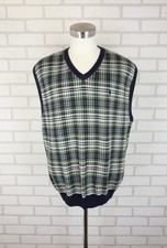 Vintage Polo Ralph Lauren Knit Sweater Vest Mens XXL Fits L-XL Navy Green Plaid