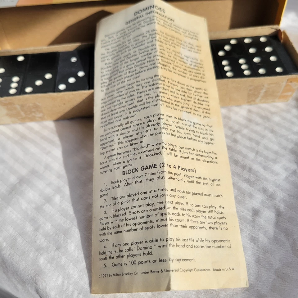 Milton Bradley 1970 Dragon Dominoes Double Six w/orig. Instructions 28 Pc #4130  - Image 2 of 4