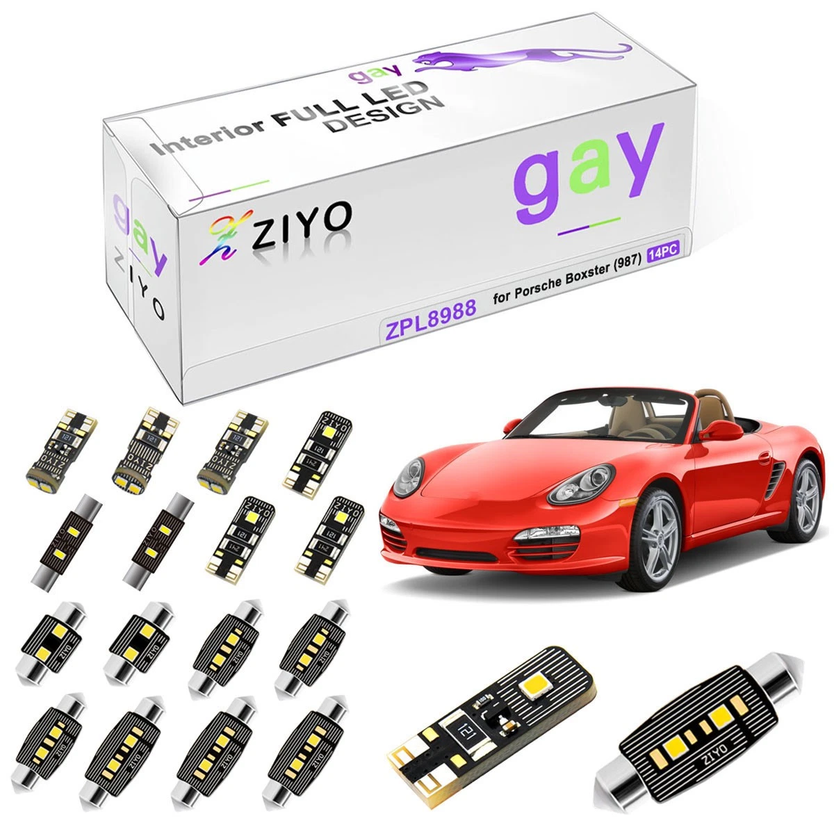 14 LED Interior Light Kit for Porsche Boxster 987 License Plate Light Bulb White