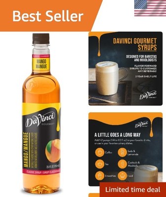 Classic Mango Syrup 25.4 Fl Oz - Elevate Drinks & Desserts With Tropical Flavor