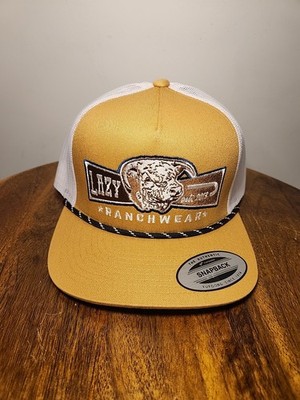 Lazy J Ranch Wear Mustard & White Diamond Banner - Hats Cap - Muswht4Banner