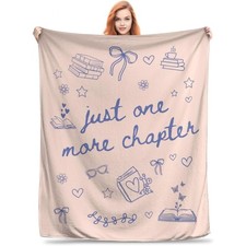 Just One More Chapter Book Lover Flannel Fleece Throw Blanket Cozy Soft Warm