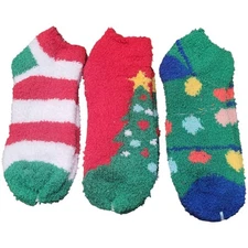 3-Pack Cozy Terrycloth Holiday Socks for Adults