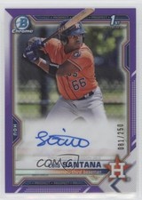2021 Bowman Chrome Prospects Purple Refractor 81/250 Luis Santana Auto 09gj