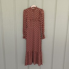 Reformation Hallie Ruffle Dress Size 0 Feminine Polka Dot Long Sleeve Viscose