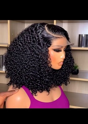 Brazilian Deep Water Wave Curly Bob 100% Human Hair Wigs Natural Black Deep Wave