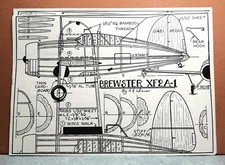 BREWSTER XF2A-1 BALSA FREE FLIGHT MODEL AIRPLANE PLANS 13" WINGSPAN