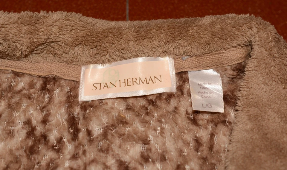Stan Herman Vintage Speckled Brown Fluffy Full Zip Jacket Fleece Ladies Large - Image 4 of 4