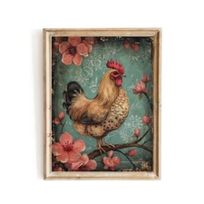 Easter Chicken Wall Art Vintage Classy Spring Artwork Easter Farmhouse Decor Ant