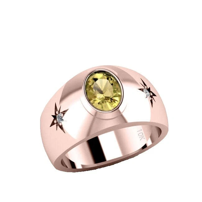 Anillos de oro rosa citrino para hombre