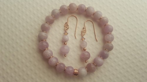 MORGANITE AND ROSE GOLD PLATED STERLING SILVER BRACELET. - Picture 11 of 12