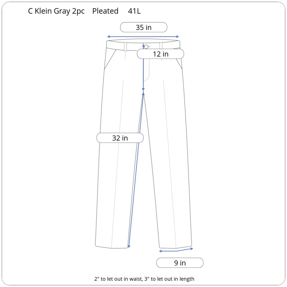 Calvin Klein Mens Gray Wool Classic Pinstripe 2 Piece Suit 41L Jacket 35/32 Pant - Image 4 of 4