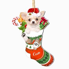 Custom Chihuahua Ornament Christmas Chihuahua In Stocking Ornament Christmas