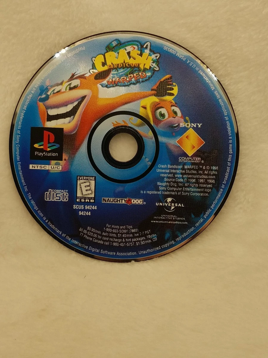 Crash Bandicoot 3 Warped PS1 - Complet (sauf Démo), PAL, Très Bon état