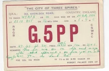 QSL  1936 Coventry England   radio card