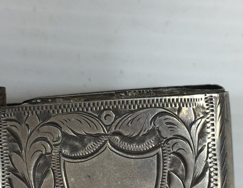 Antique Solid Silver Hardstone Set Vesta Case 5cm In Height - Picture 7 of 8