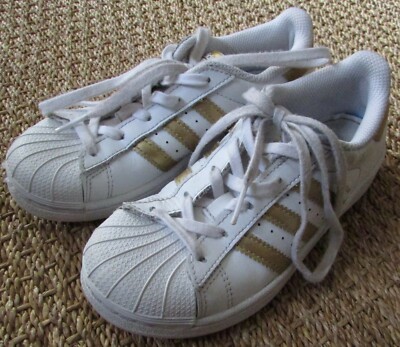 Adidas Original Superstar White/Gold #B39400 Size 13K Youth | eBay