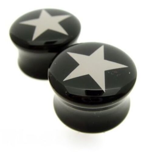 PAIR 15/16" INCH 24MM WHITE STAR DOUBLE FLARED PLUGS PLUG - Picture 1 of 1