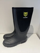 TIDEWE Rubber Boots Men Size 9 Waterproof Rain Boots Steel Shank Black.