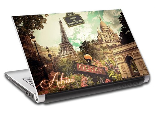 Paris Collage Eiffel Tower Personalized LAPTOP Skin Cover Decal Sticker L817 - Afbeelding 1 van 1