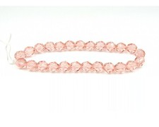 Rose Pink Transparent - 25 8mm Round Czech Glass Faceted Fire Polish Beads