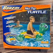 Vtg Banzai No-Tip Turtle Pool Float NIB 36” Ride-On Floatie w/ Handles Ages 3+