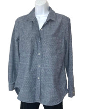 BANANA REPUBLIC SOFT WASH BLUE DOTTED BUTTON-UP BLOUSE, WOMEN'S M